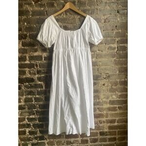 Empire White Eyelet Dress Puff Sleeve Boho Cottagecore Maxi USA Summer S Romance